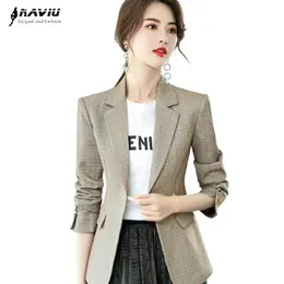 Jackets Blazer Women Veste Femme Printemps 2022 Spring Fashion Retro Plaid Long Sleeve Slim Jacket Office Ladies Formal Work Coat