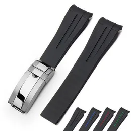 20 mm gummiband för Rolex GMT-Submarine Silicone Strap Watchbands Silver Clasp3087