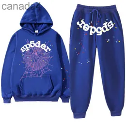 Mens Tracksuits Blue Sp5der 555555 Hoodie Men Women Tracksuit Spider Web Printing Pants and Sportswear Streetwear Young Thug Pullover Sets 230303 5 KMFH