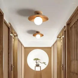 Taklampor Aisle Lamp Chinese Style Walnut Color Home Entry Corridors Hallway Nordic Solid Wood Study toordrum Balkong Light