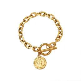 Women'S Gold Goddess Hand Chain Stainless Steel Plated 18k Gold Fashion Bracelet Jewelry Gift