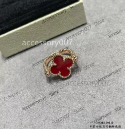 Anéis de jóias de designer Anéis de cluster vintage Van Marca Designer Cobre com 18k banhado a ouro vermelho trevo de quatro folhas anel de charme para mulheres com caixa presente de festa