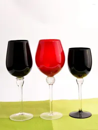 Weingläser, schwarzes Kristallglas, hoch, Tintenstil, rot, Heimdekoration