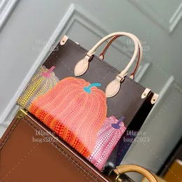 Designer-Einkaufstasche, 35 cm, Kürbis-Druck, Einkaufstasche, 10A, echtes Leder, Damen-Umhängetasche mit Box WL194