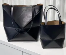 Neue modische und minimalistische faltbare Geometrie-Einkaufstasche, einzelne Schulter-Crossbody-Handtasche, großes Fassungsvermögen, luxuriöse Damentasche aus echtem Leder