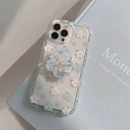 Casos de telefone celular Flower Quicksand Grip Tok Holder Soft Phone Case para Samsung Galaxy A14 A24 A04E A34 A54 A13 A03 A33 A53 A73 A51 A31 A22 A32 A52L240105