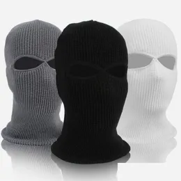 Cycling Caps & Masks Winter Head 2 Outdoor Motorcycle Cap Mask Ski Knitting Er Cycling Face Riding Hole Shield Fl Mountaineer Drop Del Ottvo