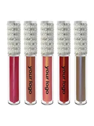 Lip Gloss 50pcs / lote inteiro em massa rosa pérola tubo de diamante bombeando lipgloss rótulo privado logotipo personalizado fornecedores9110685