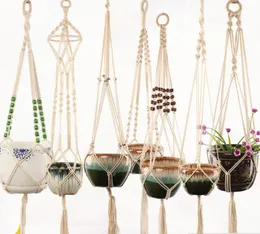 Cabides de planta Macrame vasos de flores por suporte de corda de plantador de plantador pendurado Home Decoração de jardim criativa 8 desenhos opcionais SN52459742843