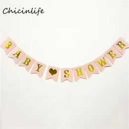 Whole-chicinlife 1Set Pink Blue Shower Banner Garland Kidhing Party Supptiesベビーシャワー装飾紙bann240l