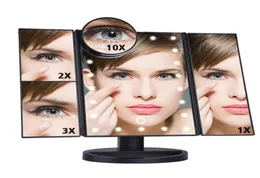LED dokunmatik SN 22 Işık Makyaj Aynası Masa Masaüstü Makyajı 1x/2x/3x/10x büyüteç aynaları Vanity 3 Katlanır Ayarlanabilir Ayna4468308
