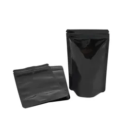 85*13 cm Nero Stand Up Borse Foglio di Alluminio Cornici E Articoli Da Esposizione Sacchetto 100 pz/lotto Chiusura Lampo Cibo Chicco di Caffè Imballaggio Mylar Pouch Sacchetti Con Cerniera Bcrex