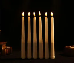 6 Pieces Plastic Flickering Flameless LED Taper Candles with Bullet flame28 cm Yellow Amber Battery Christmas Candles4335795