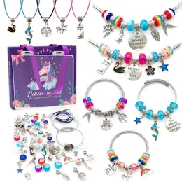 Armband Kit Charm Bead Jewelry Making Set Unicorn Mermaid Craft Gift For Little Girl Kid Multi Colors