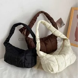 Shoulder Bags New Oxford Cloth Women's Shoulder Bag Folds Rhombus Embroidery Thread Underarm Bag Niche Design Simple Handbags for Women 2023catlin_fashion_bags