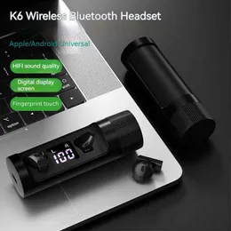Fone de ouvido Bluetooth giratório de metal K6 TWS e-sports Games baixa latência sem fio display digital intra-auricular TPC fones de ouvido sem fio de carregamento rápido Leitor de música