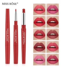 MISS ROSE doble cabezal mate lápiz labial impermeable delineador de labios 10 colores para la opción Rotación automática multifunción 8061596