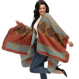 Zimowa moda poncho damskie peleryny szalik naśladowanie kaszmirowe panie szaliki ciepłe szalę owijanie kobiety ponchos bufanda mujer faulard 240108