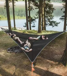 Shade Aerial Hammock Tragbares MultiPerson 3-Punkt-Dreieck-Air-Sky-Zelt für Camping, Reisen, Strand4030100