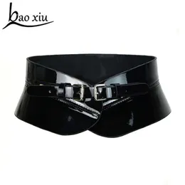 Fashion brand decoration wide leather belt women's color black ultra cummerbund punk allmatch belts Waist sealing 240109