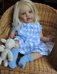 NPK 24Inch Huge Baby Toddler Reborn Lottie Princess Girl Realistic Doll Unfinished Doll Parts included Cloth body and Eyes 240108