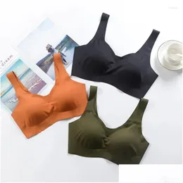 Бюстгальтеры Push-Нижнее белье Up Bralette Top Нижнее белье Ice Vest Gorge Padded Soutien Женский шелковый женский бесшовный бюстгальтер для сна Drop Delivery Otjnq