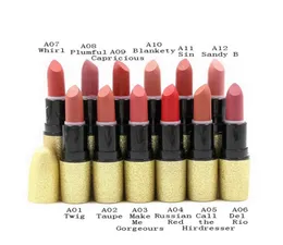 Designer Lipstick Matte Gold Tube Longlasting Lätt att bära fuktighetskräm 3G Beauty Makeup Lipstick8313413