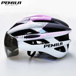 Hełmy rowerowe Pemila Ultralight Cycling Safety Helmet Outdoor Motorcycle Rower Helmet Goggles Lens Road Mountain Road E-Bike Helmetl240109