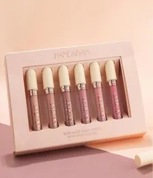 Handaiyan 6 Colorsbox Lip Gloss Matte 액체 립스틱 키트 메이크업 세트 Matt Nude Velvet Lips Cosmetics Tint Lipgloss Waterproof7851081