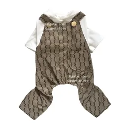 Abbigliamento per cani di marca Tutine per cani di lusso Abbigliamento con lettera classica, Costumi per tute con fionda per giacca per cuccioli, Camicie comode e pantaloni per cani di piccola taglia Cachi A906