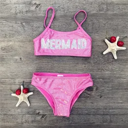 3-8 Years Mermaid Sequin Swimsuit Children Girls Bikini Cute Kids Bikinis Beach Wear Bandage Biquini Bathing Suit 292 240109