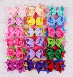 Kids Girls Ribbon Hair Bows Clips With Hairpins Boutique Navy Red Pink Bow Hairclips Headwear Fastion Hair Accessories BJ