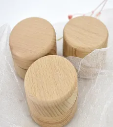 DHL 50pcs Bins Boxes Small Round Wooden Storage Case Ring Vintage decorative Natural Craft Jewelry Wedding Accessories2023737