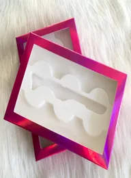 Embalagem de cílios holográficos rosa para 3 pares de cílios de vison ou falsos cílios logotipo privado personalizado aceita FDshine8345582