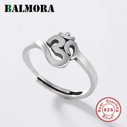 Halsketten Balmora Sterling Silber Buddhismus Schrift Offene Stapelringe für Damen Herren Vintage Statement Modeschmuck Anillos