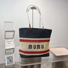 designer bag beach Spring Summer miumius Woven Bag Handheld Tote Bag Large Capacity Photography New Favorite Holiday Shopping Bag Straw Woven Bag