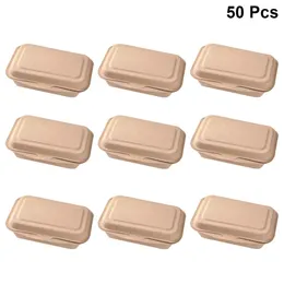 50pcs 600ml Hamburger Containers Disposable Paper Ecofriendly Doggy Box Lunch Boxes for Takeout Restaurant Snack Bar 240108