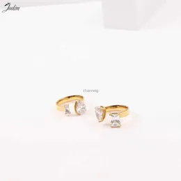 Bagues de cluster Joolim Bijoux En Gros Haut De Gamme PVD Sans Fade Élégant Irrégulier Larme Cubique Zircone Ouverture Bague En Acier Inoxydable Pour Les Femmes YQ240109