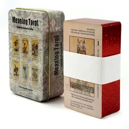 Games Activities in English Version Tarot in Tin Metal Box 78 Cards Gilded Edge Guidebook Deck Fortune Telling Tarot with Meaning on the Cards Del Toro Tarot