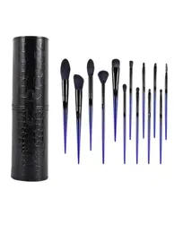 Professional Blue Makeup Brushes Sets False eyelashes Powder Foundation Eyeshadow Brow Brush Luxury PU Bag Fashion Lip Blush Cosme2465949