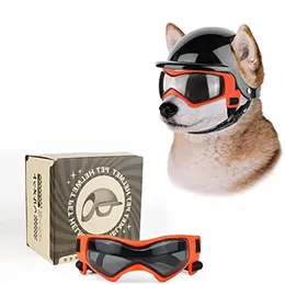 ATUBAN Hundebrille und Helm, Sport-Haustiermütze mit UV-Schutz, Sonnenbrille, verstellbar, winddicht, schneesichere Kappe, Augenschutz, Hundemütze 240108