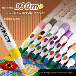 48/36/24/12 Farben Acrylfarbe Marker Set Kunst Marker Malerei Stift Graffiti Für Stein Disc Handy Fall Schuh glas 240108