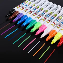 12 färger Set Liquid Chalk Marker Pennor för skolkonstmålning Rundtips 3mm 240108