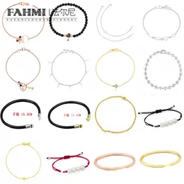 Fahmi Squisito braccialetto di corda nera perla anello semplice corda rossa doppia catena braccialetto di corda nera aperta a forma di cuore a cerchio intero