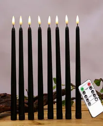 Confezione da 6 candele coniche remote per Halloween, colore nero, batteria a colonna finta senza fiamma con contenitore 1793895