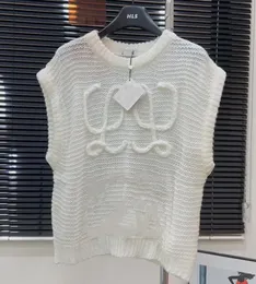 Women's Sweaters Fashion Knitted Sweater Vest Luxury Designer Pullover Pure Sleeveless Sweater Letter Knitted Hollow Flower Tank Top Loose Style