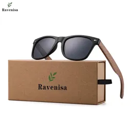 نظارة شمسية مصمم العلامة التجارية Ravenisa Walnut Wood Men's Mirror Sun Sunses Exclseories نظارات شمسية للنساء Gafas Oculos de Sol