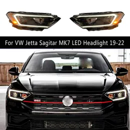 För VW Jetta Sagitar MK7 LED-strålkastare 19-22 Bilstyling Front Lamp Dayme Running Light Dynamic Streamer Turn Signal Indicators Strålkastare
