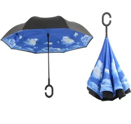 Self Standing Inside Out Inverted Umbrellas Double Layer Reverse Rainy Sunny Umbrella with C Handle wa32338204585