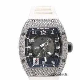 Richardmill Relojes de lujo suizos para hombre Relojes de pulsera mecánicos Richardmill RM005 Reloj mecánico automático para hombre con parte trasera de platino y diamantes completos